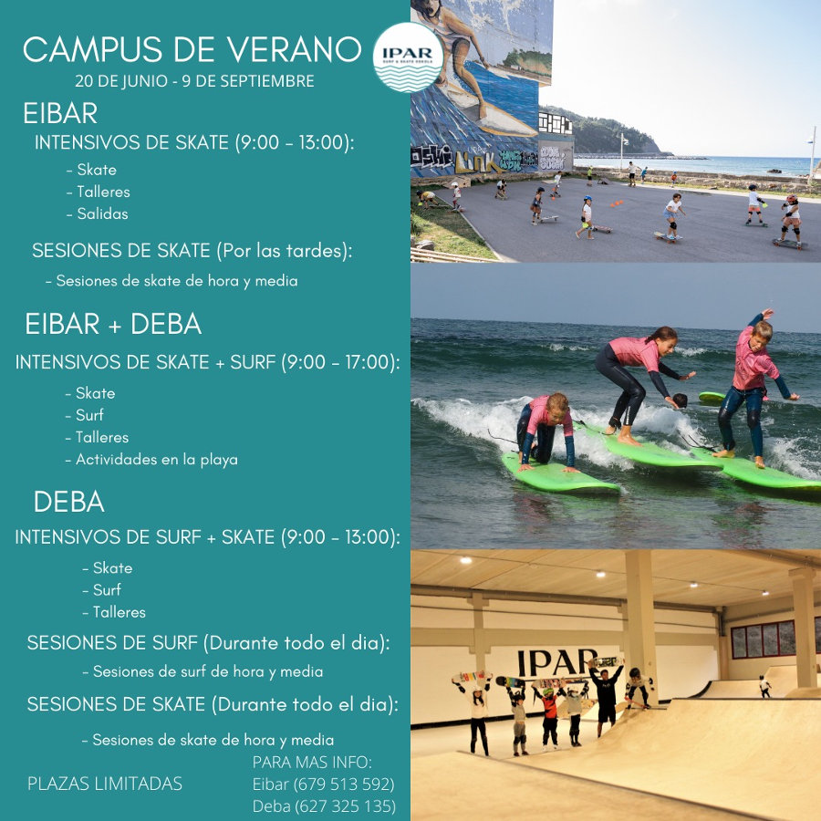 Campus de verano Surf y Skate 2022 - IPAR Surf Skate Eskola