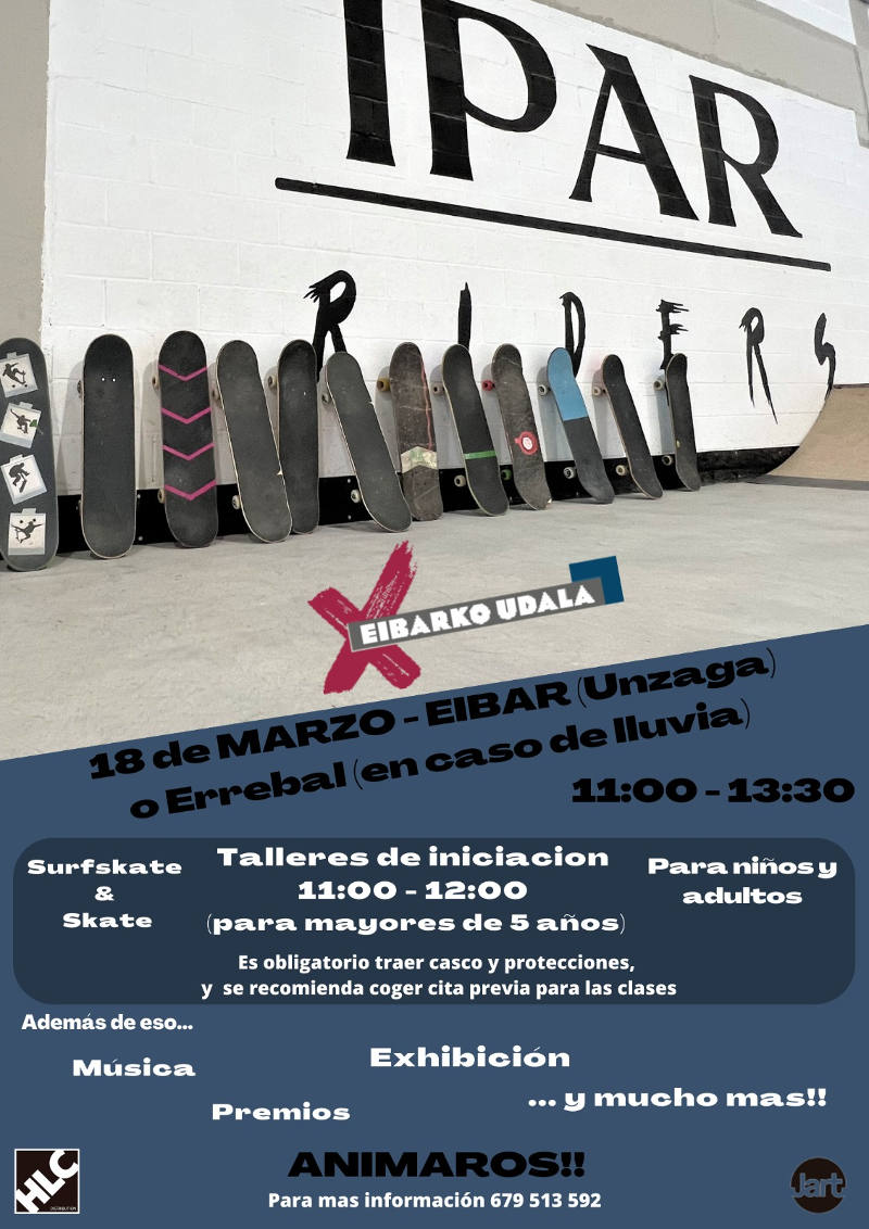 Próximo evento de Skate y Surf-Skate en Eibar el sábado 18 de marzo del 2023