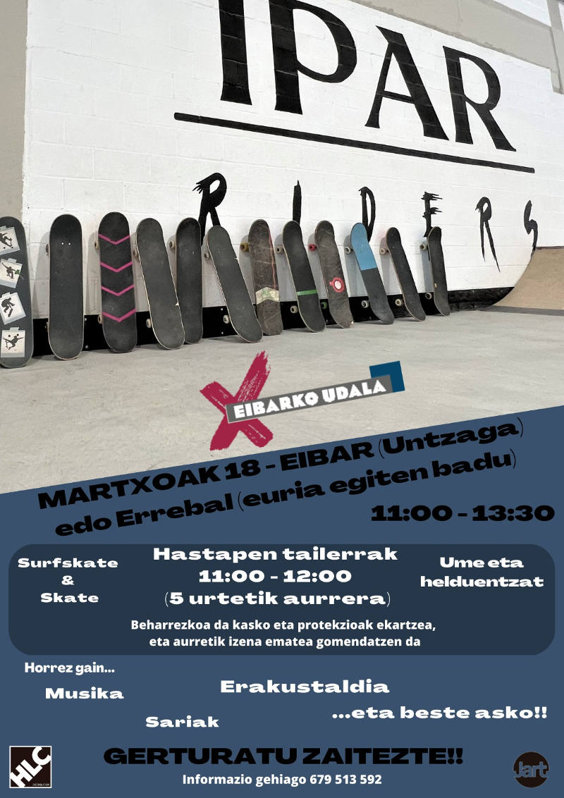 Skate eta Surf-Skate ekitaldia Eibarren martxoak 18an - 2023