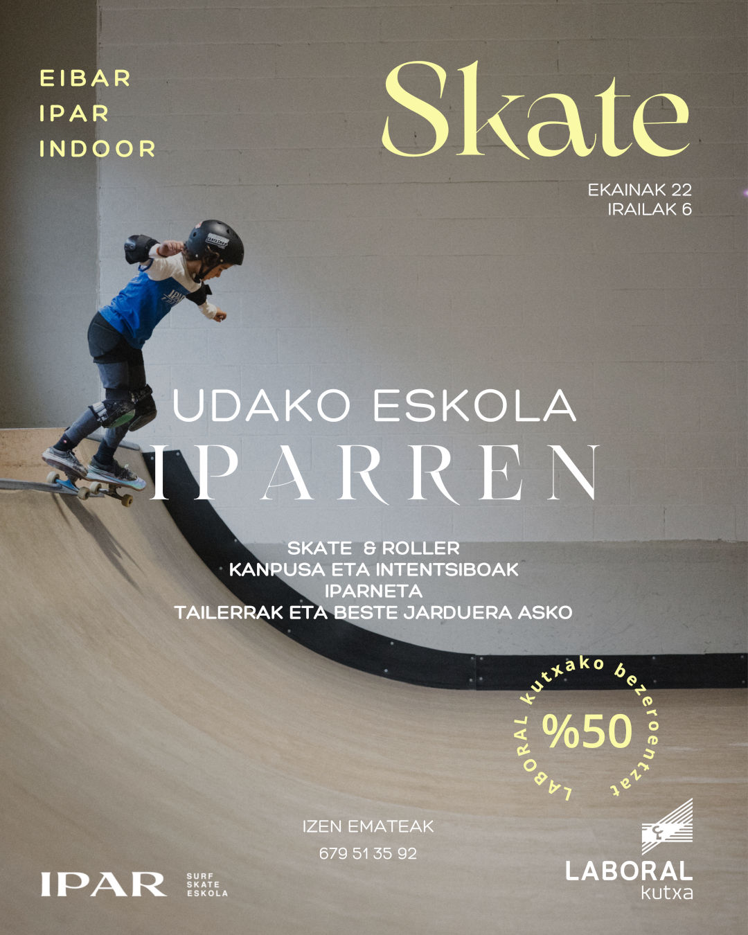 Escuela de verano actividades como Skate, Roller y Surfskate en la escuela IPAR